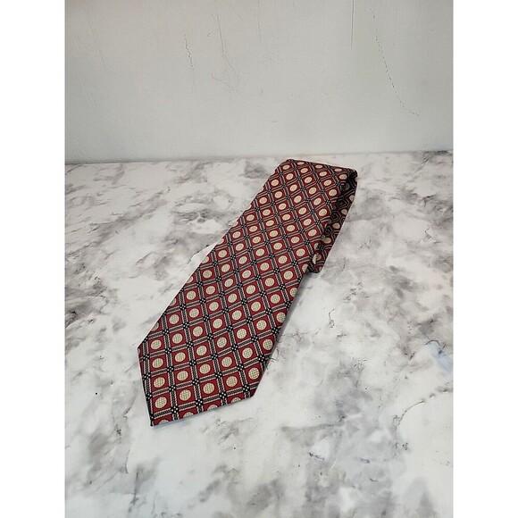 Rene Chagal Necktie Silk Men's Golf Golfer Print Handmade Vintage - Picture 1 of 4